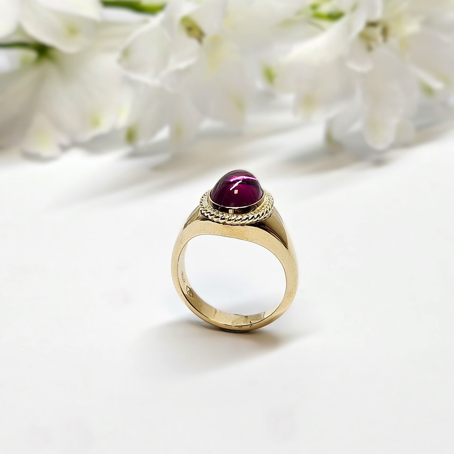 Cabochon Garnet Signet Ring