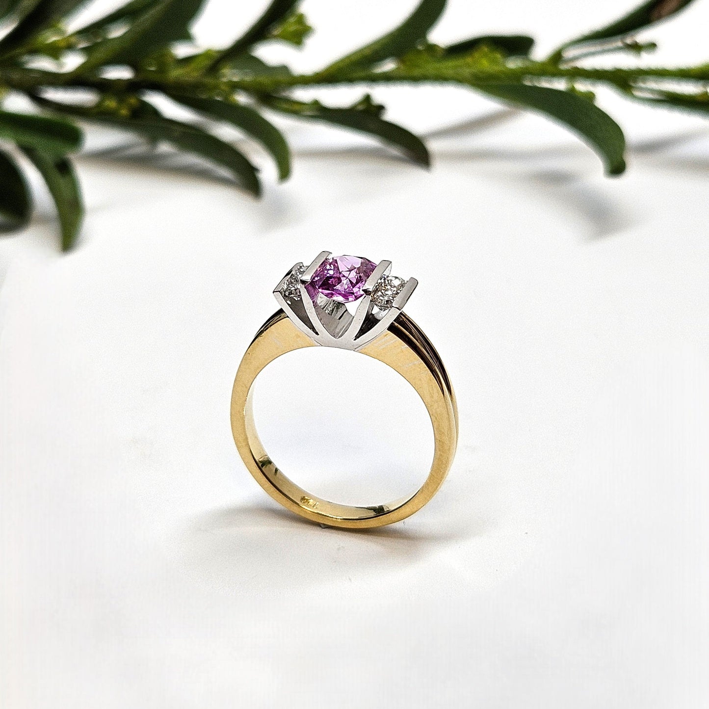 Pink Sapphire Bar Set Dress Ring
