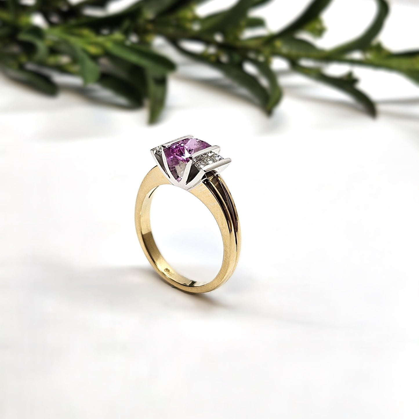 Pink Sapphire Bar Set Dress Ring