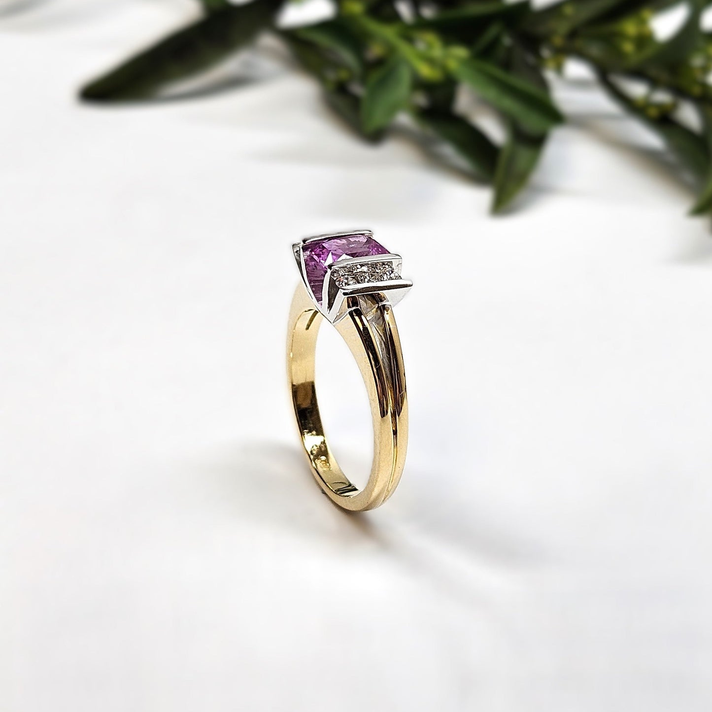 Pink Sapphire Bar Set Dress Ring
