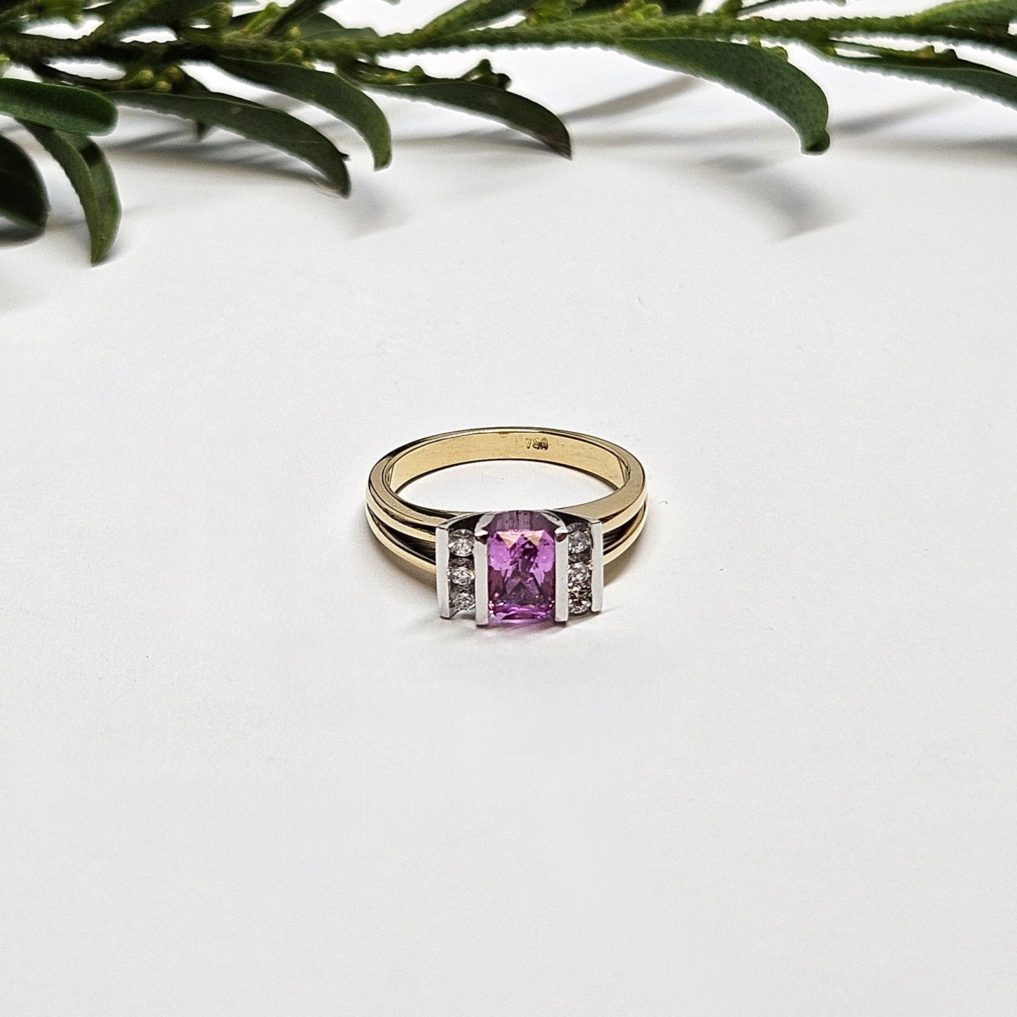 Pink Sapphire Bar Set Dress Ring