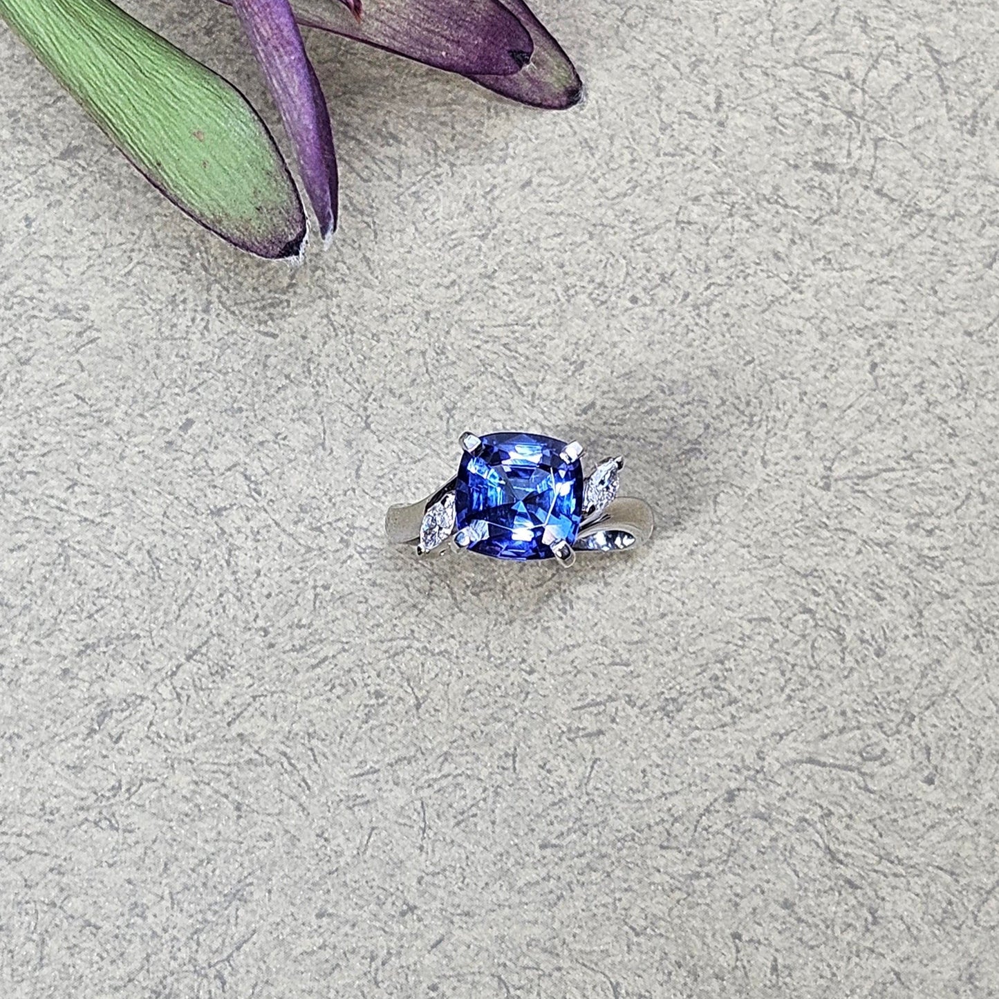 Blue Tanzanite and Diamond Dress Ring