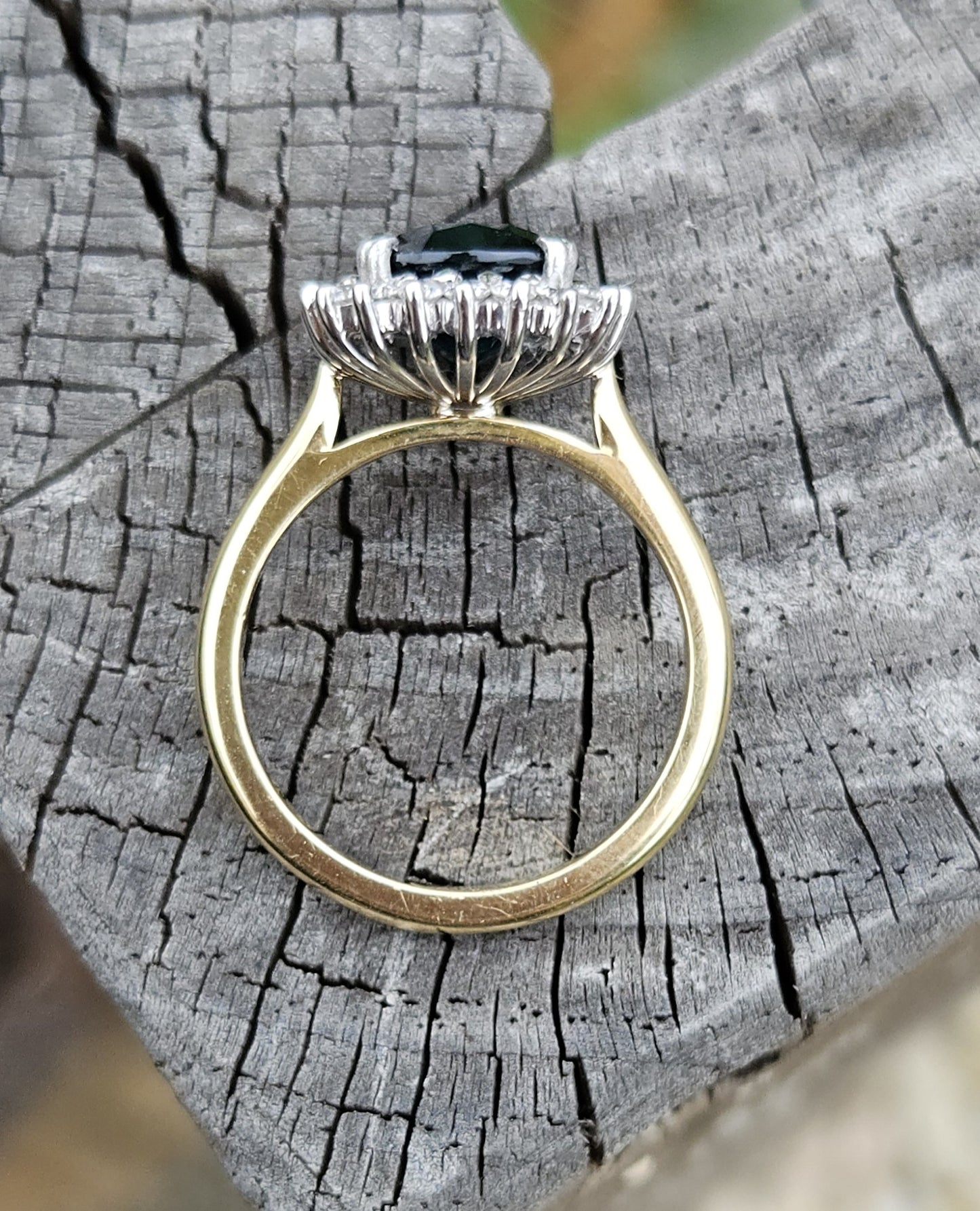 Blue Tourmaline and Diamond cluster ring