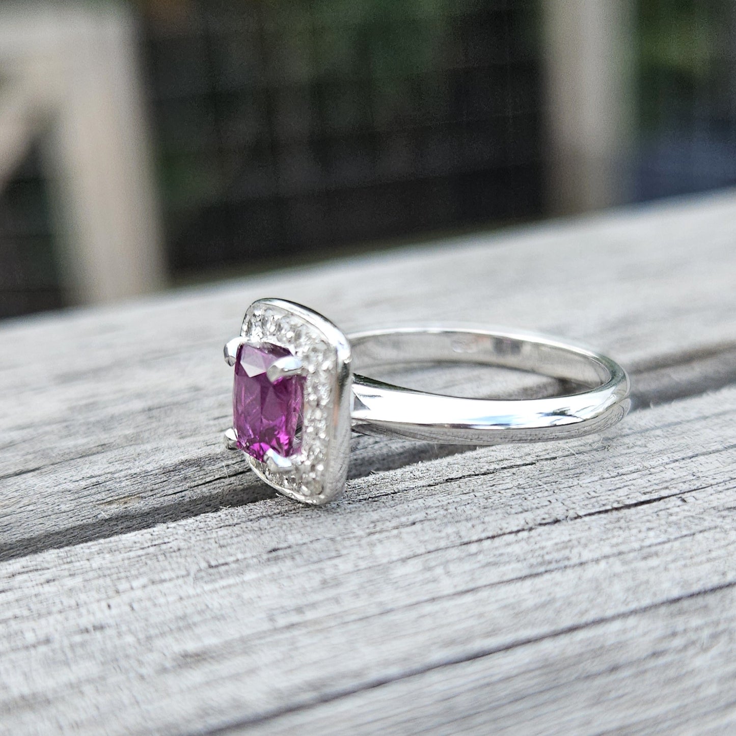 Pink Sapphire and Diamond cluster ring
