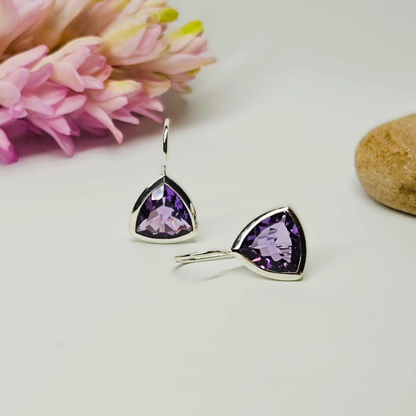 Trillian cut Amethyst drop Earrings