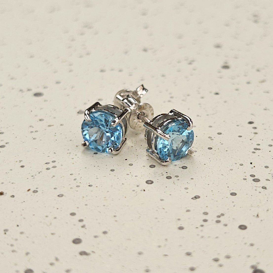 Swiss Blue Topaz Stud Earrings