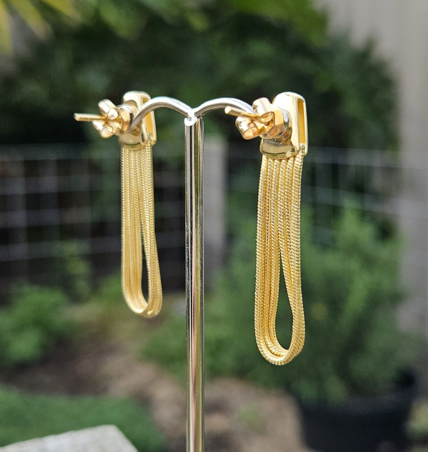 Chain Drop Stud Earrings