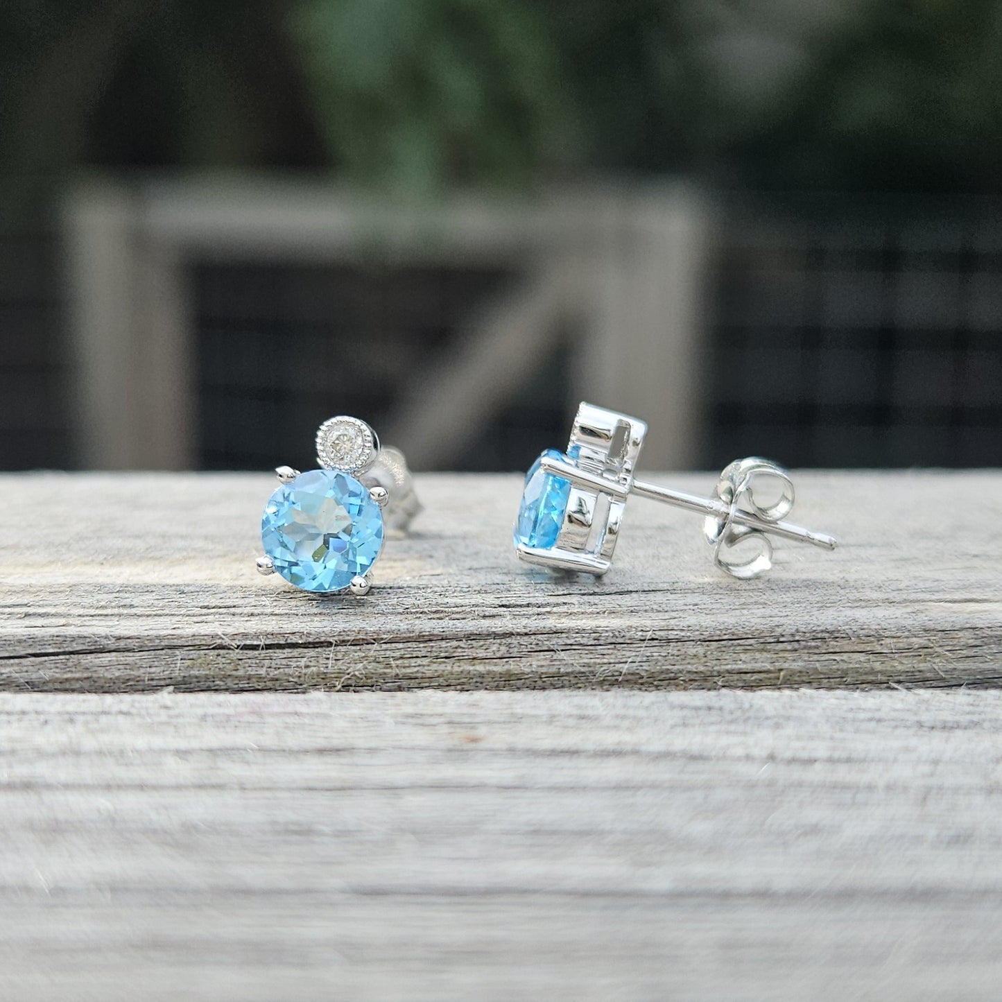 Topaz and Diamond Stud Earrings