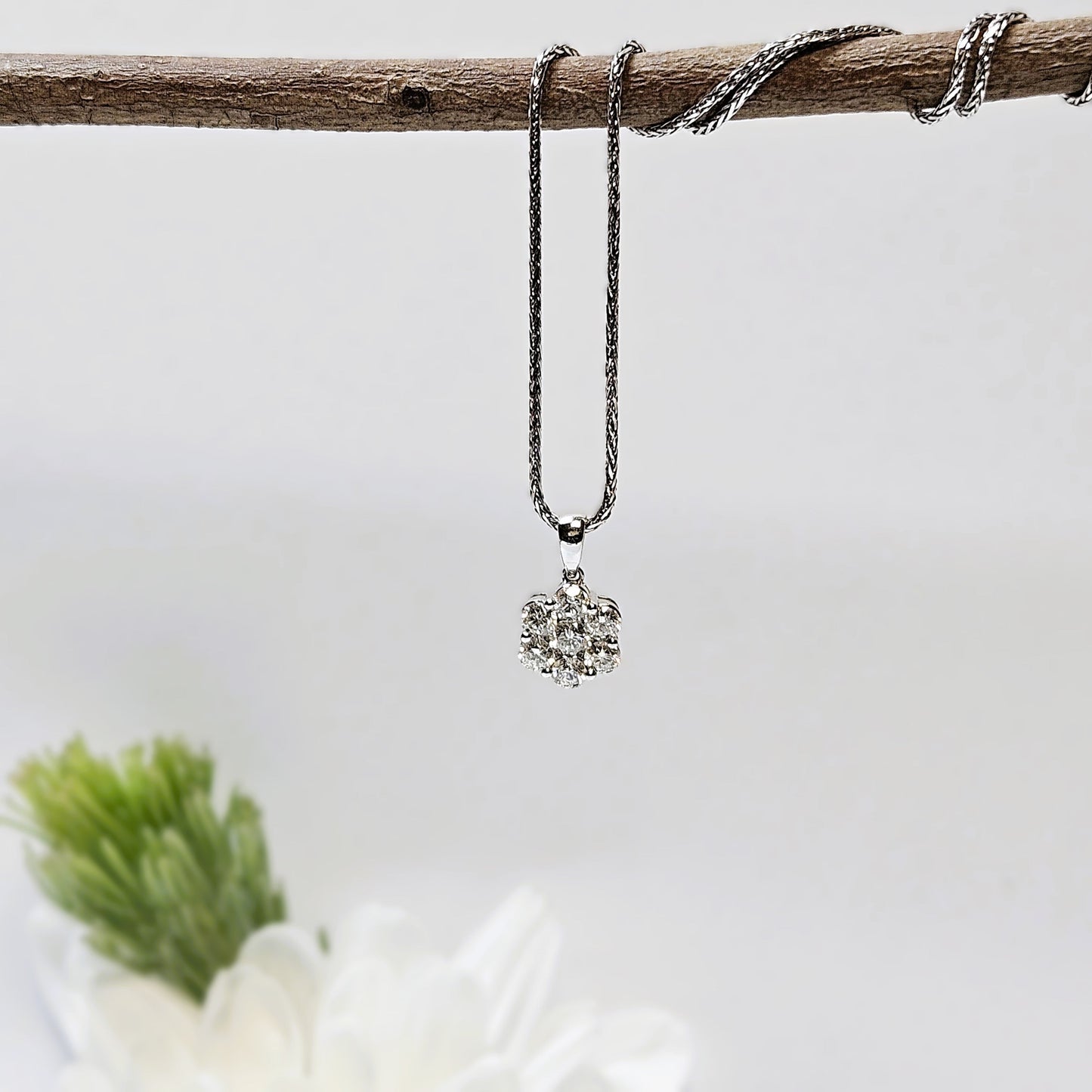 Diamond set cluster pendant