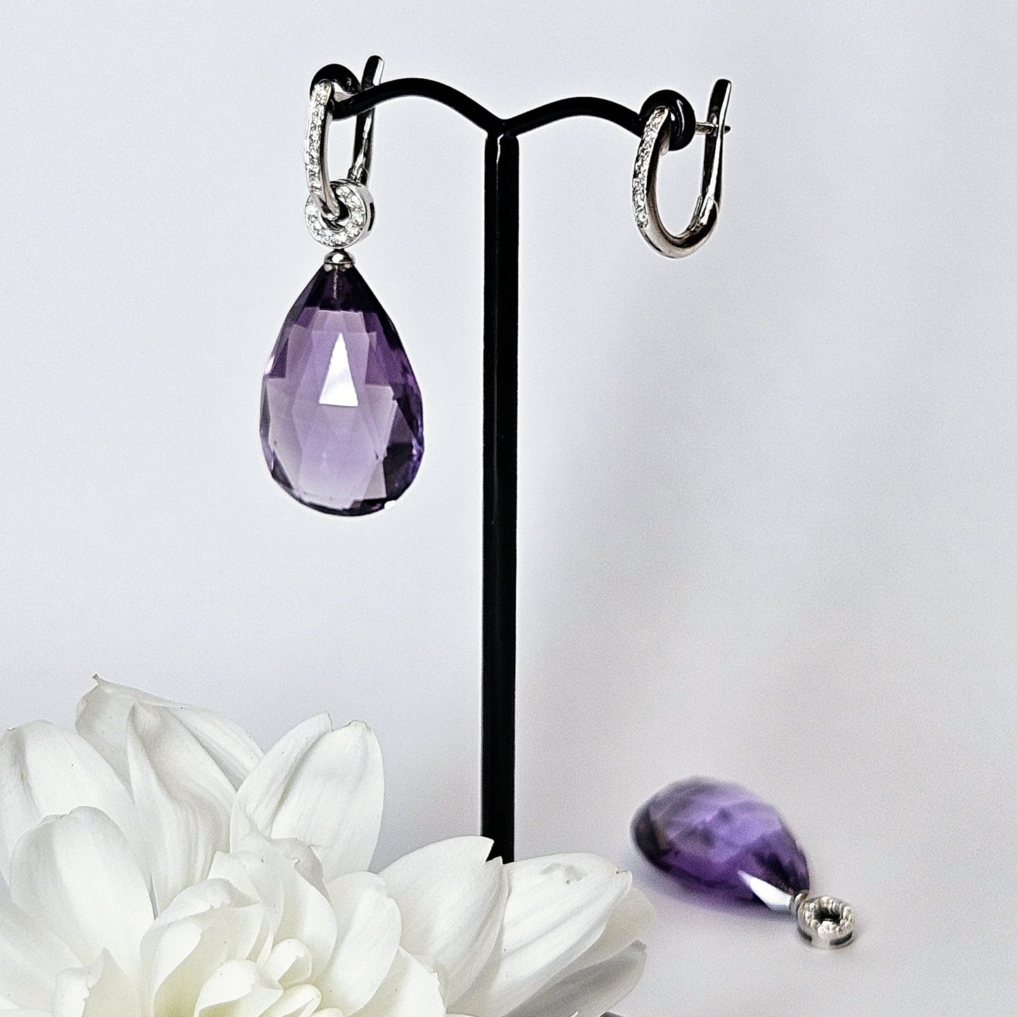 Amethyst fancy briolette interchangeable earrings