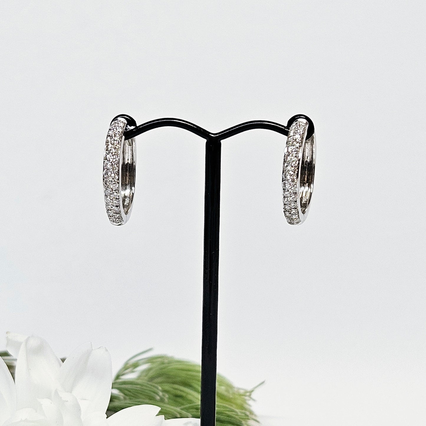 Pave Diamond set huggie style earings