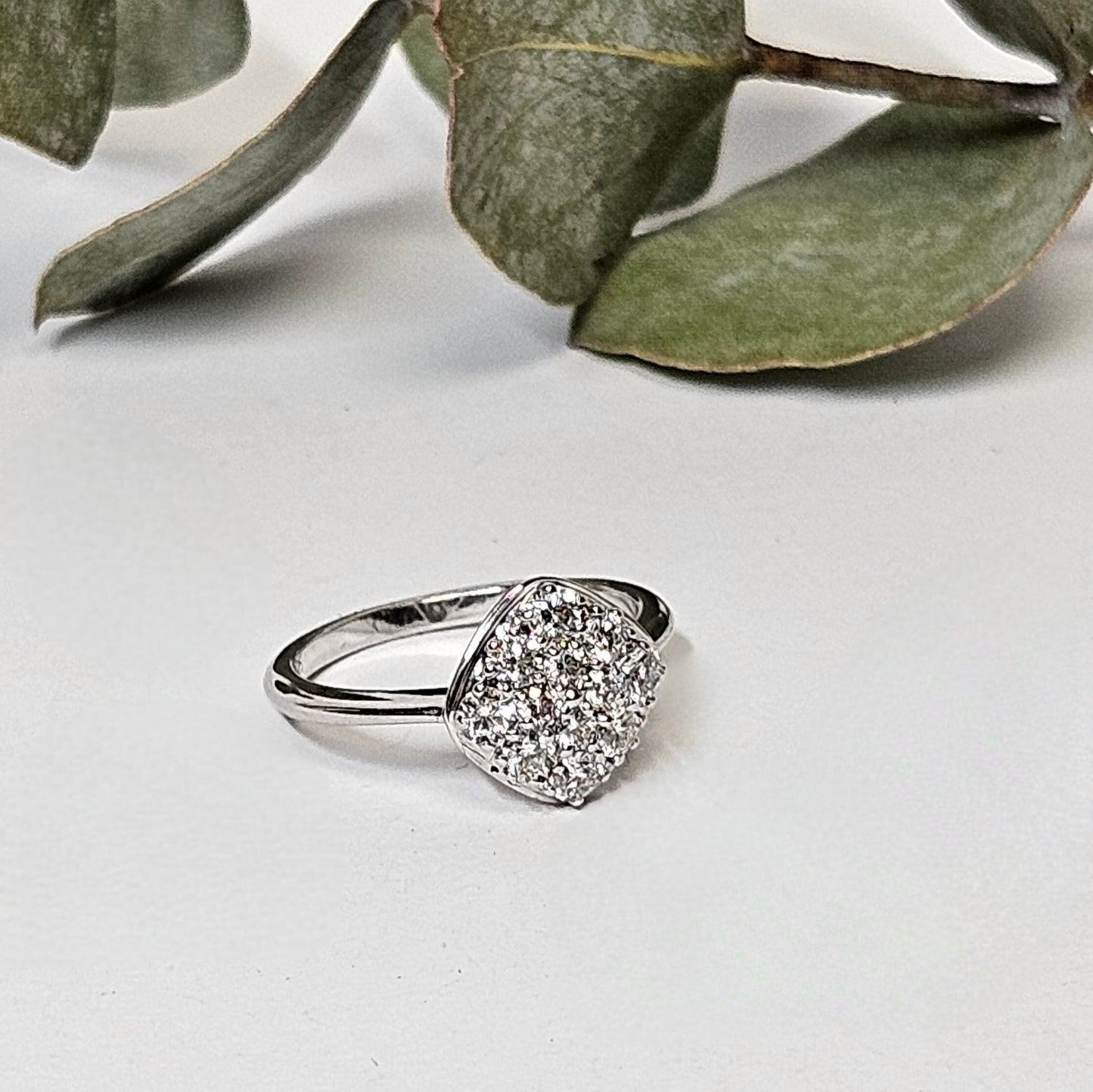 Diamond pave cushion shaped dress ring