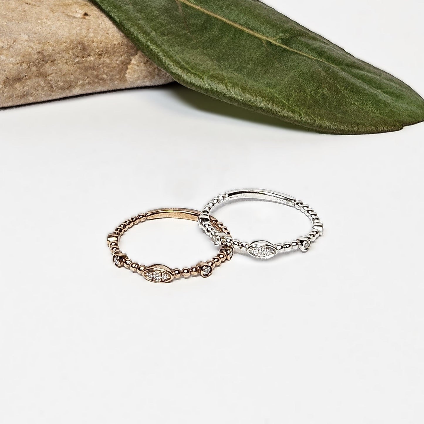 White gold and Diamond stacker ring