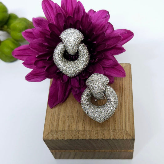 Diamond Pave set Fancy drop Earings with post and clips
