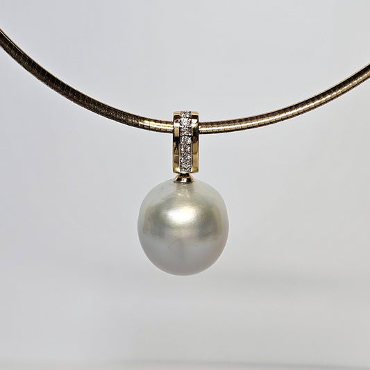 Pearl and Diamond bead set Enhancer clip pendant