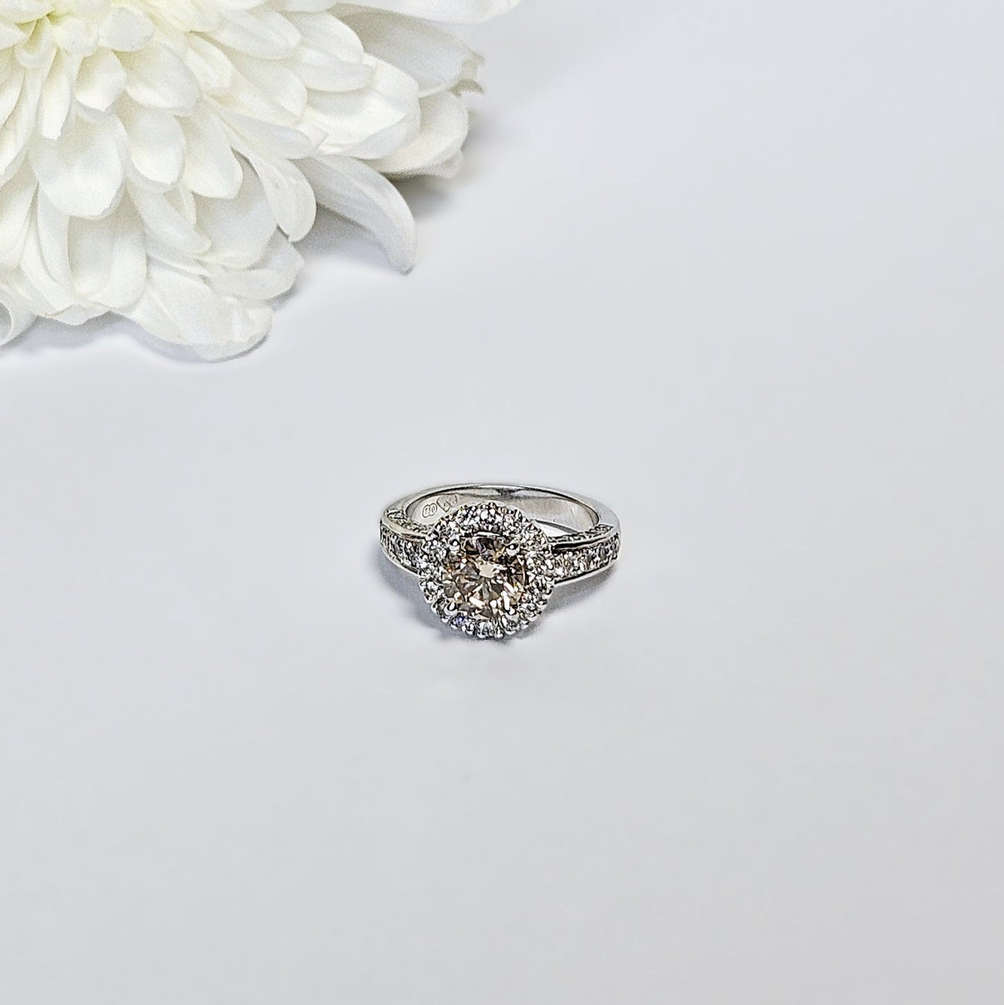 Light Cognac and White Diamond cluster ring