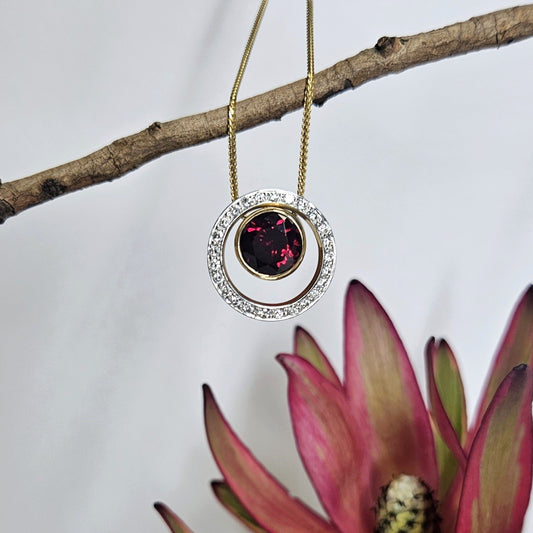 Rhodolite Garnet and Diamond interchangeable pendant