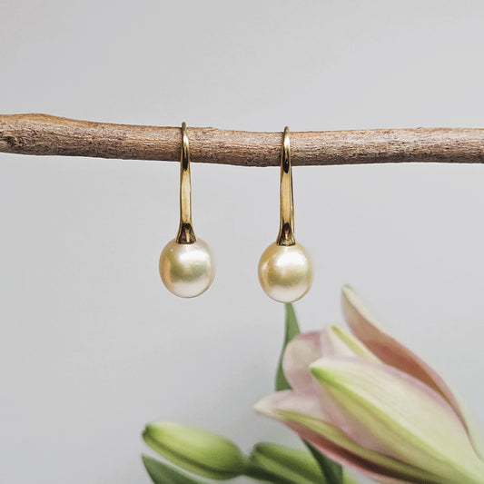 Shepherd Hook drop South Sea Pearl Earings