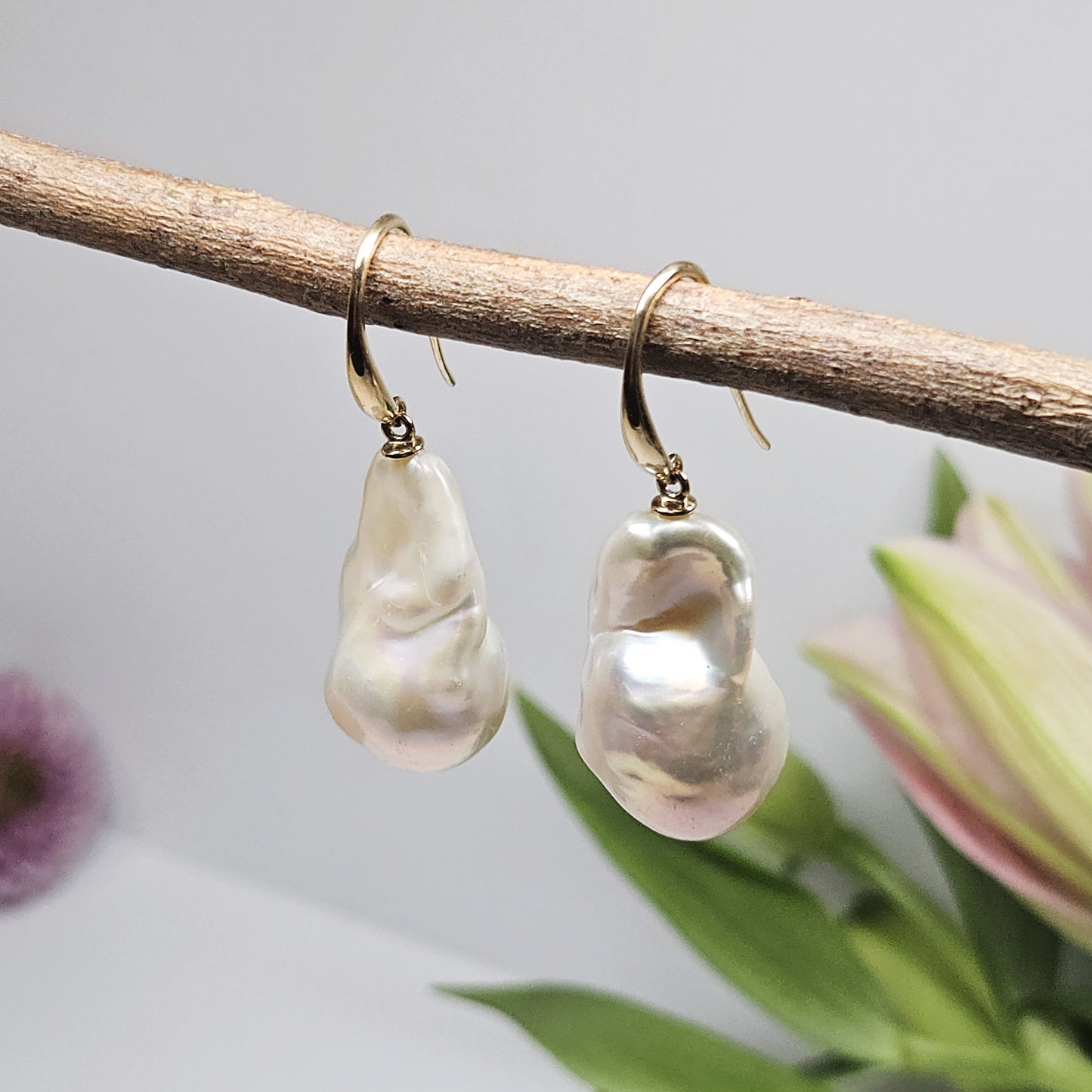 Baroque drop Shepherd Hook Earrings