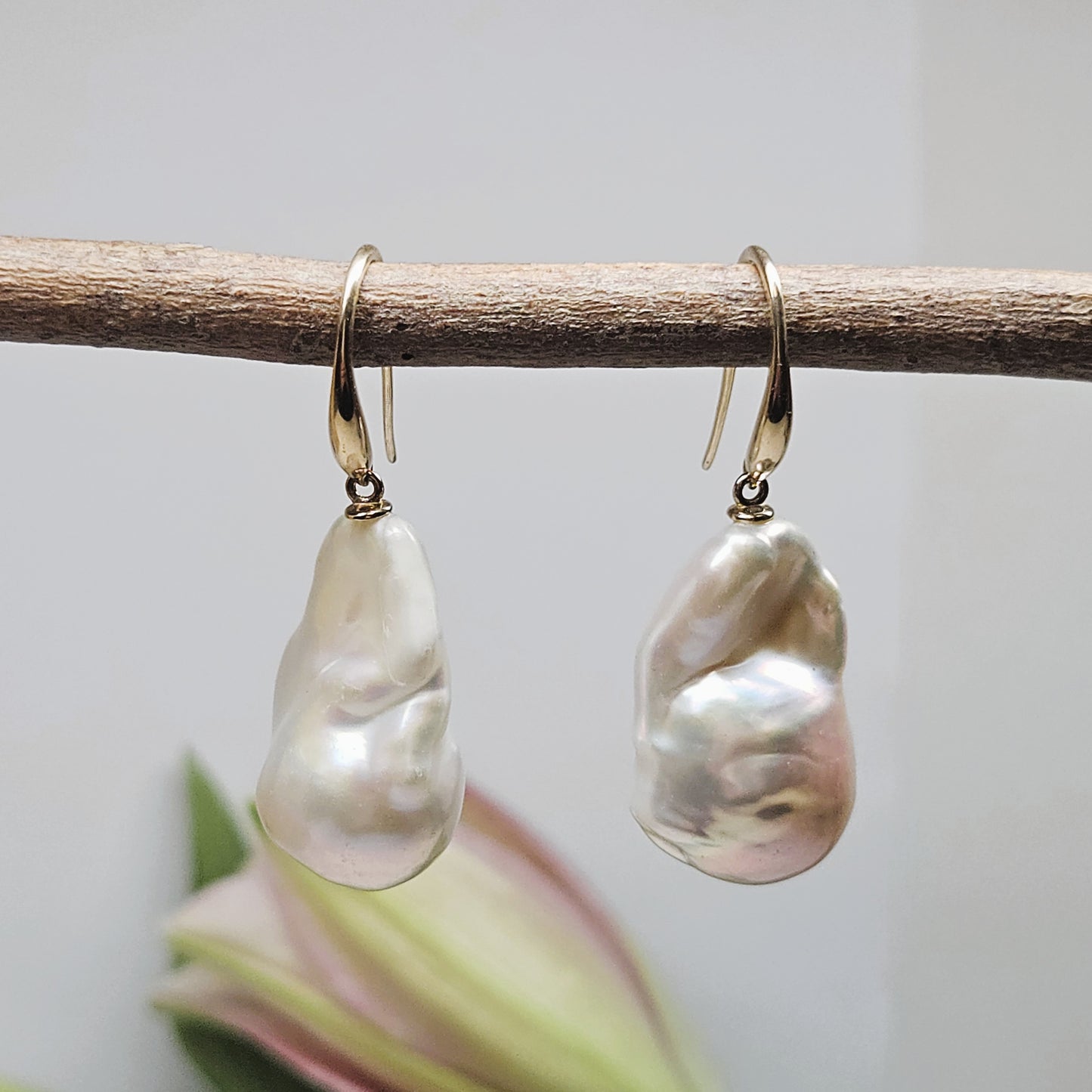 Baroque drop Shepherd Hook Earrings