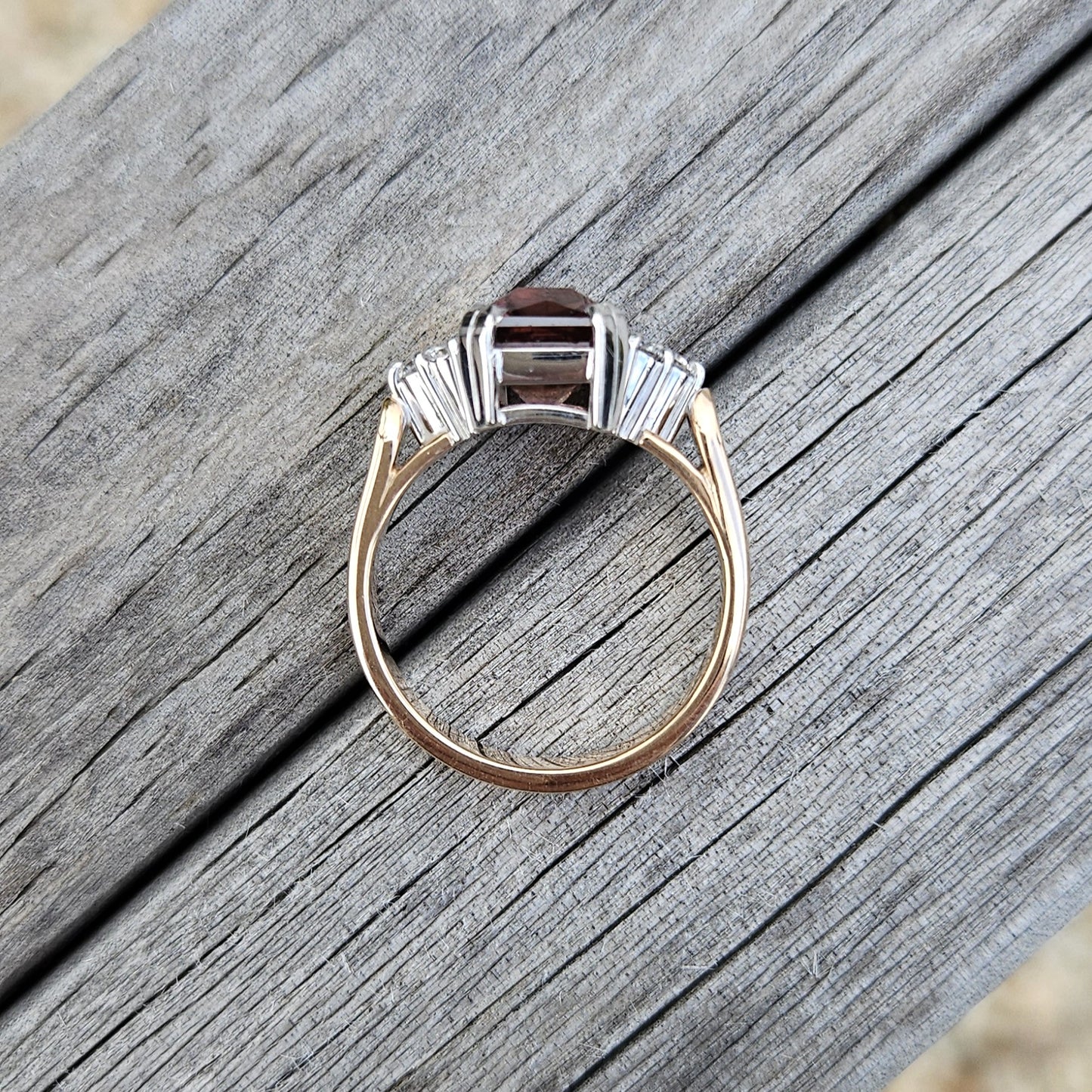 Apricot-Pink Zircon and Diamond ring