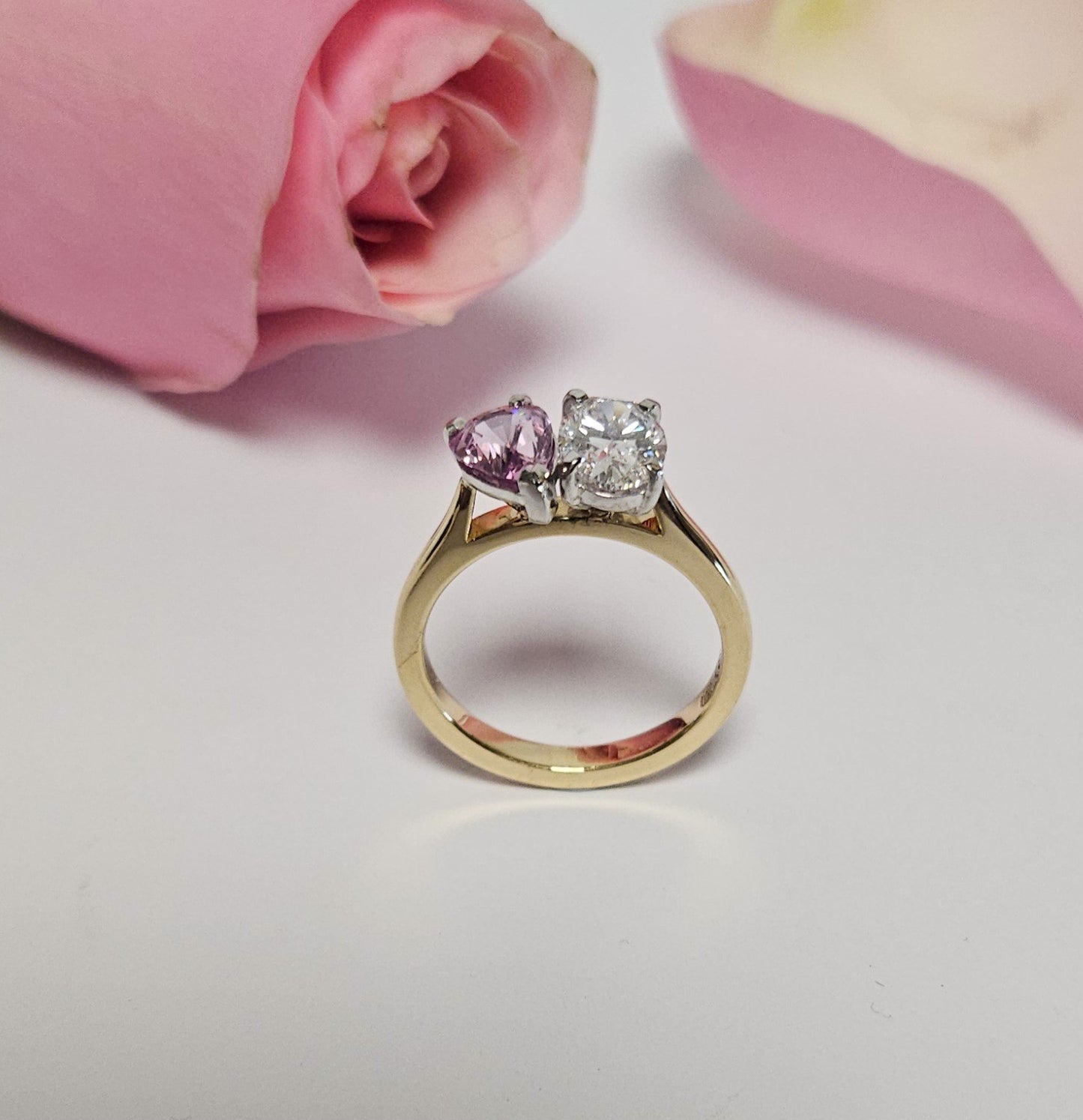 Moi et Toi Pink Sapphire and Diamond ring