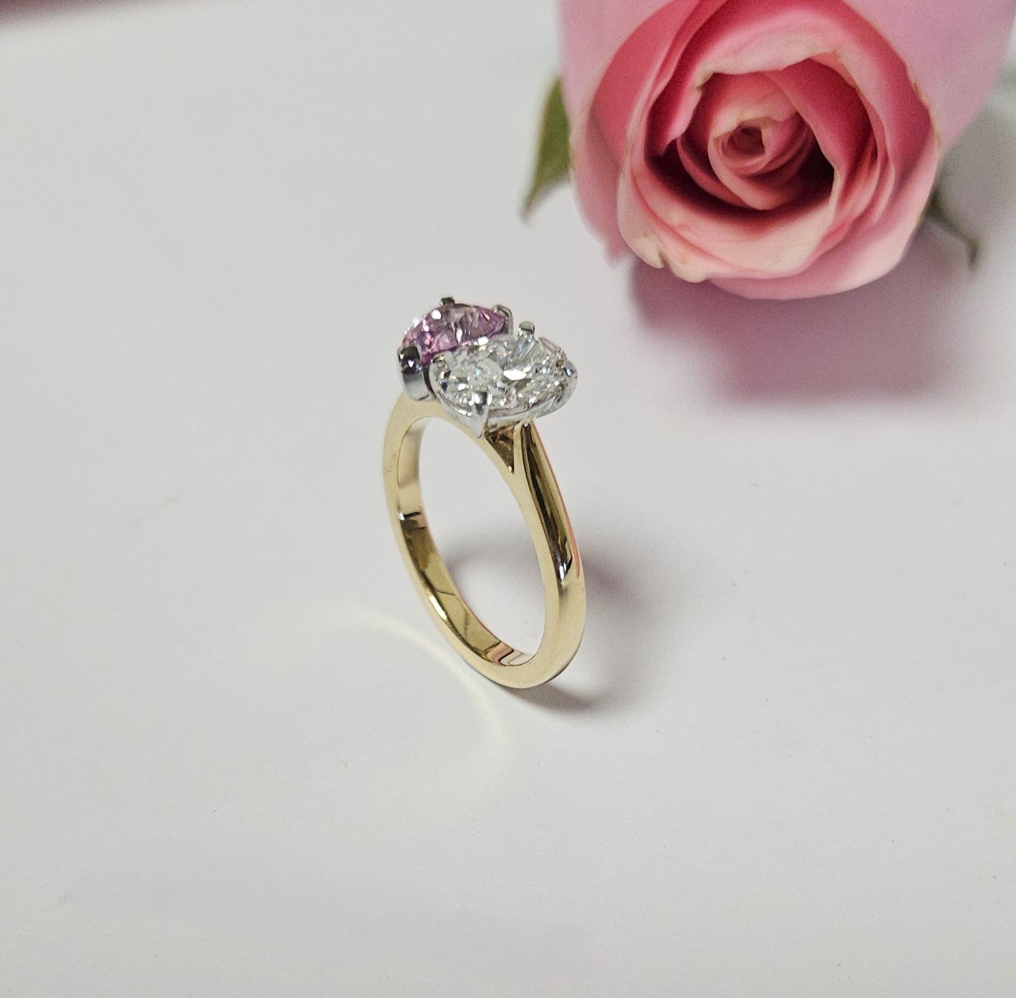 Moi et Toi Pink Sapphire and Diamond ring