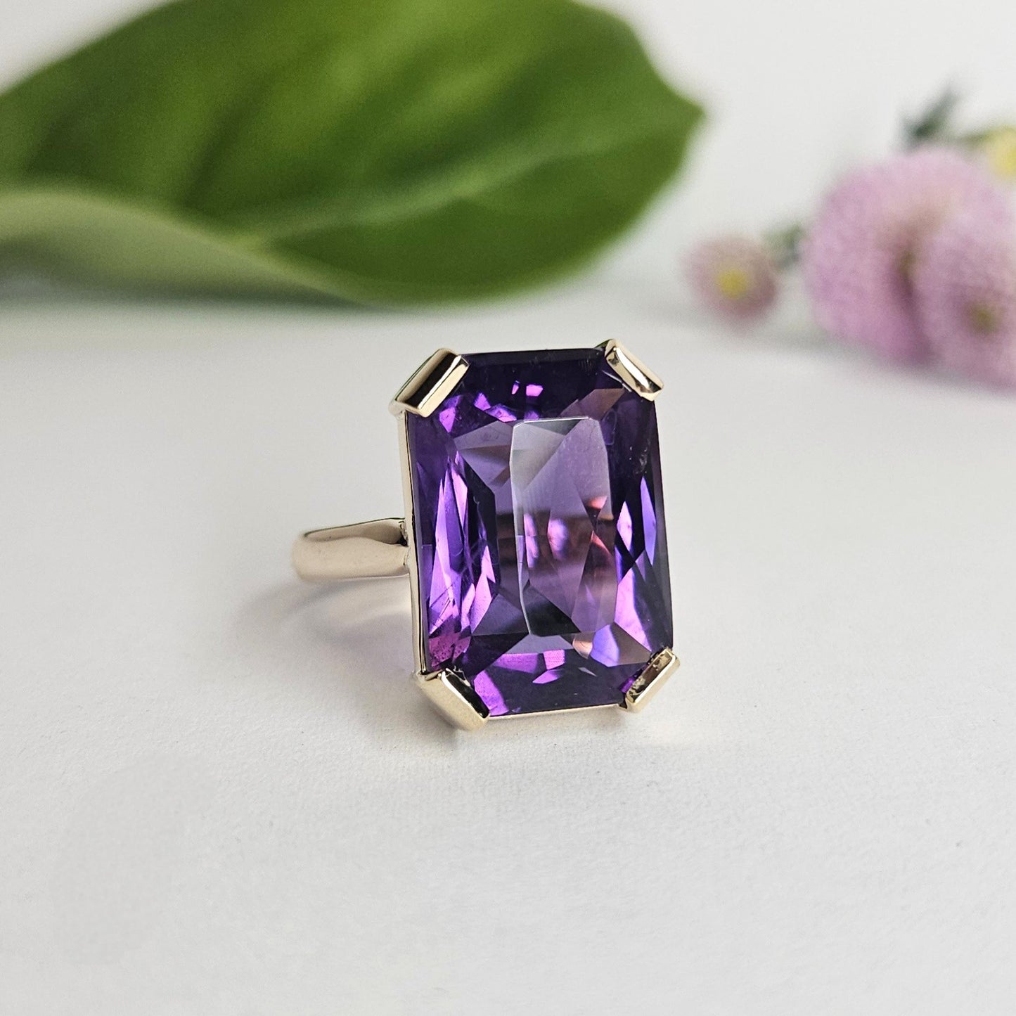 Emerald-cut Amethyst Dress ring