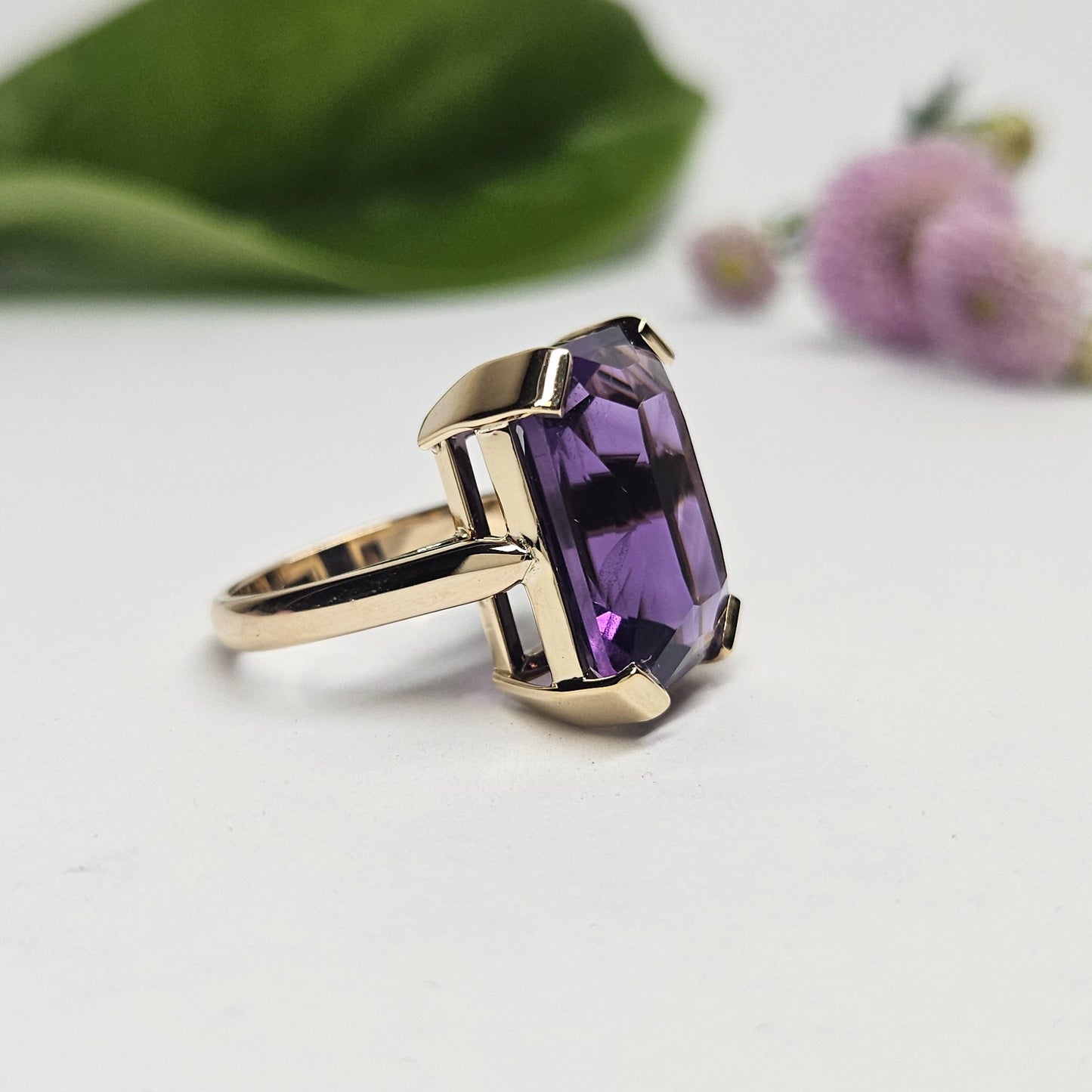Emerald-cut Amethyst Dress ring