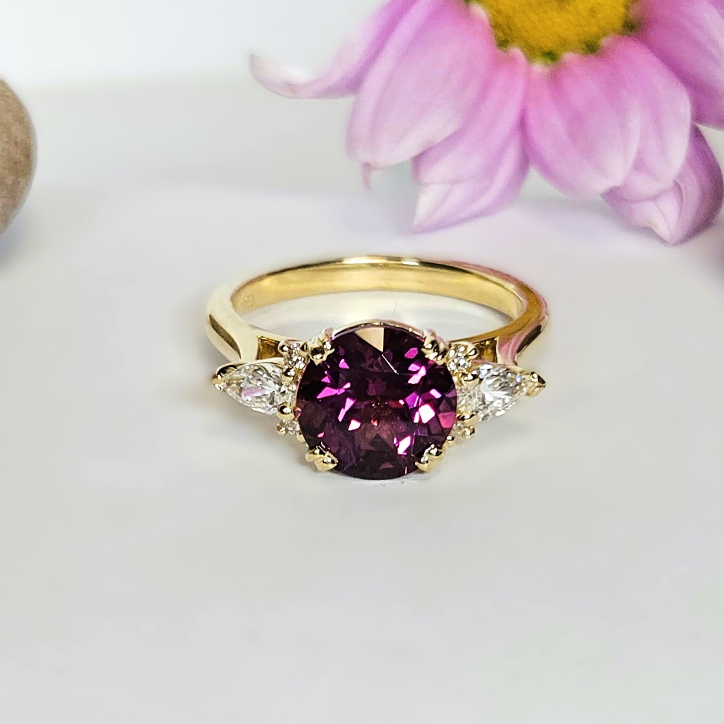 Rubellite and Diamond Ring