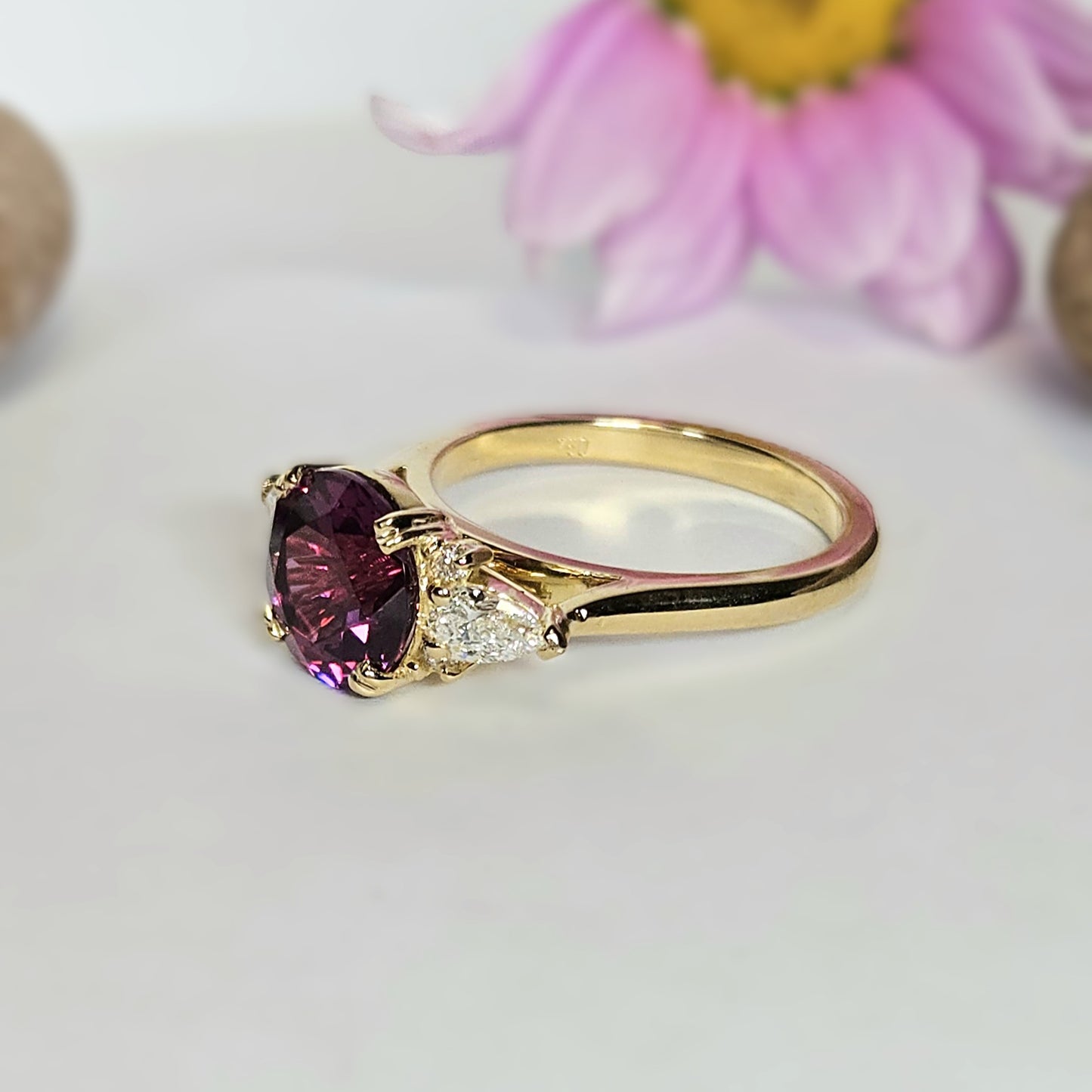 Rubellite and Diamond Ring
