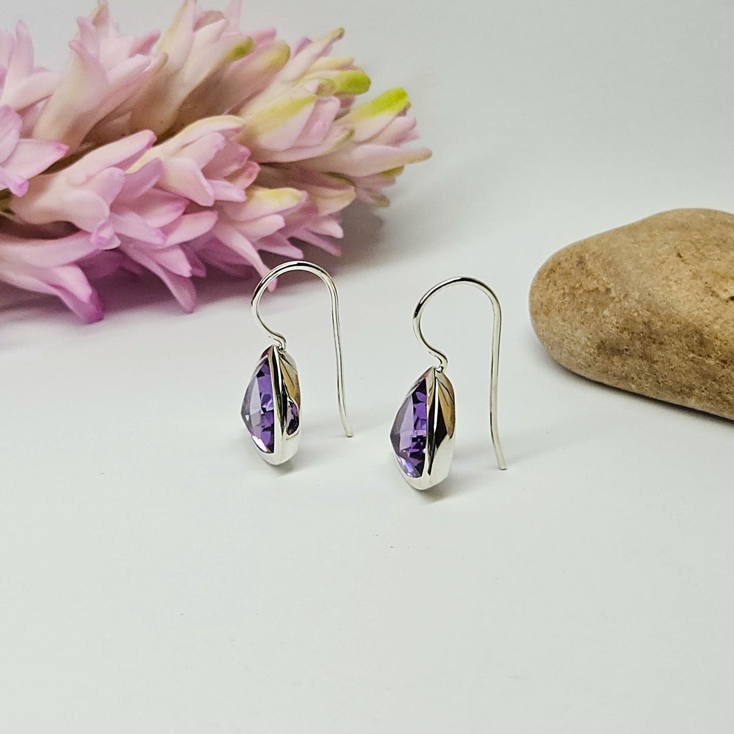 Trillian cut Amethyst drop Earrings