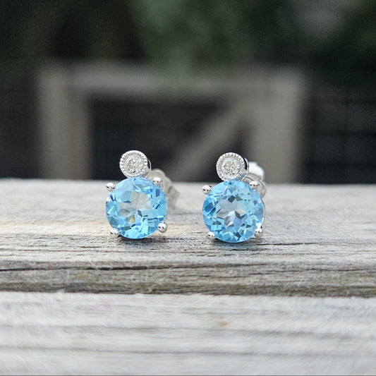 Topaz and Diamond Stud Earrings