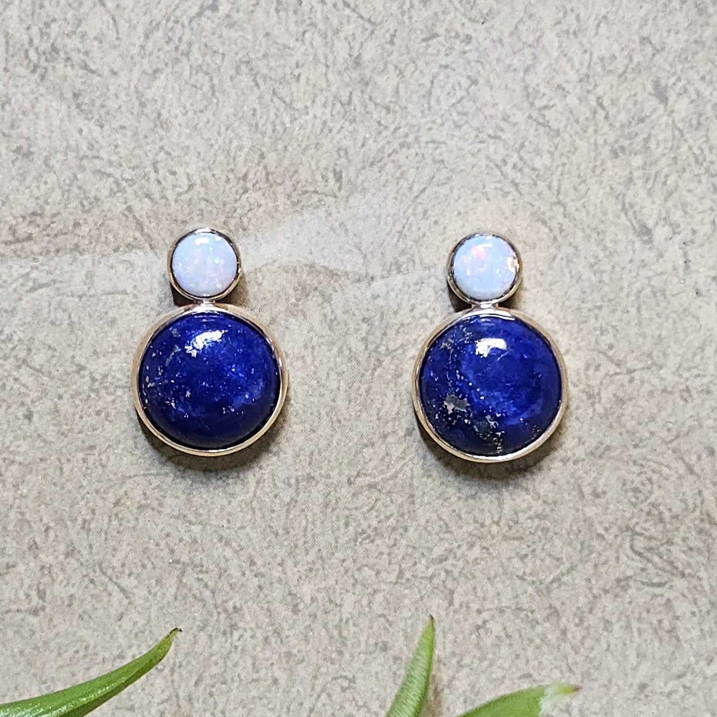 Opal and Lapis Lazuli Stud Earrings