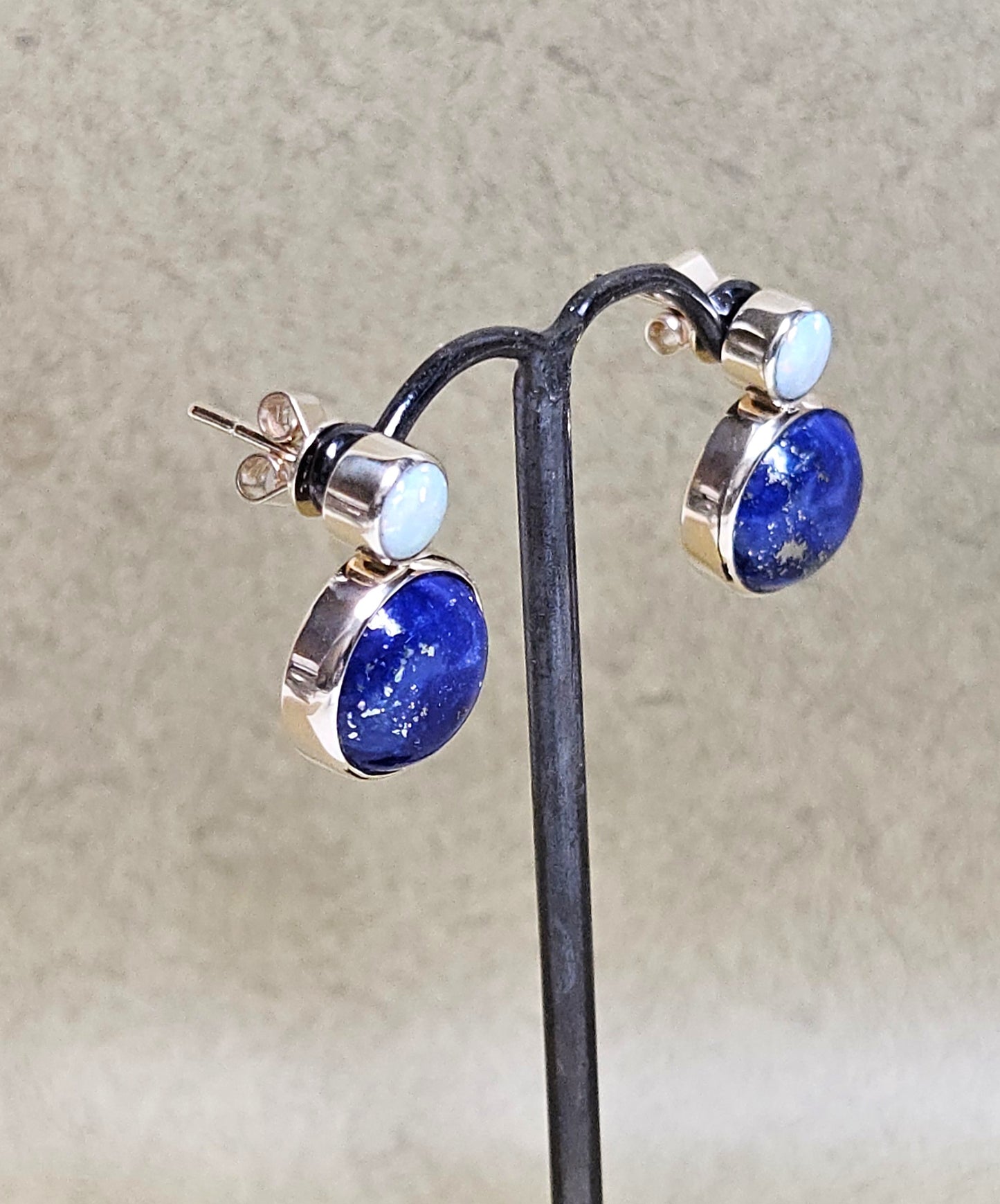 Opal and Lapis Lazuli Stud Earrings