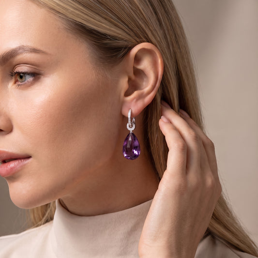 Amethyst fancy briolette interchangeable earrings