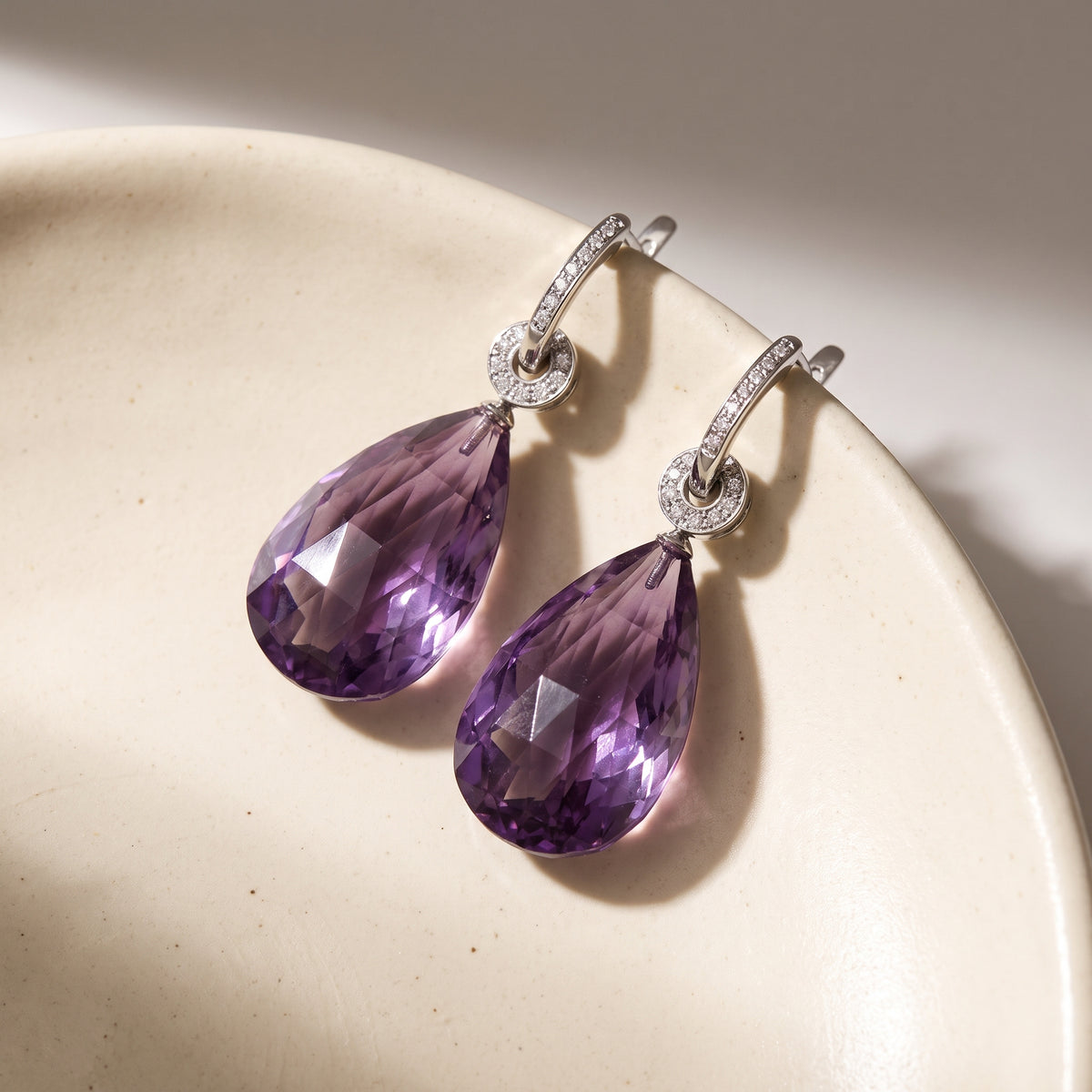 Amethyst fancy briolette interchangeable earrings