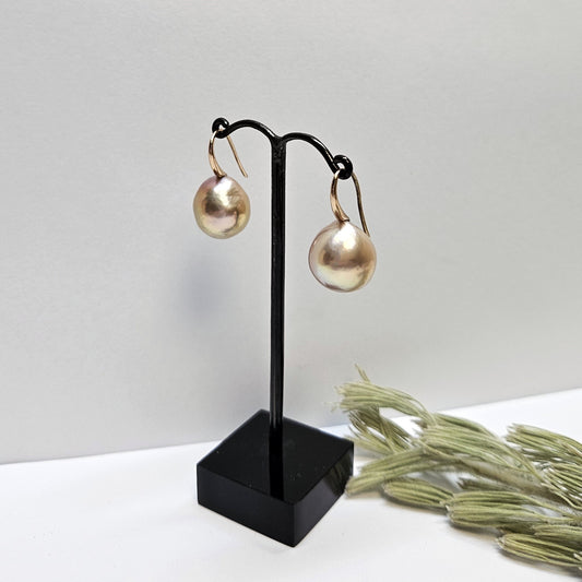 Pink tone Pearl shepherd hook Earings