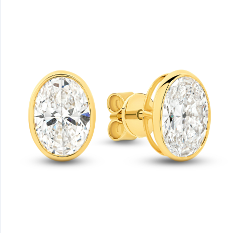 Oval Diamond Bezel set studs
