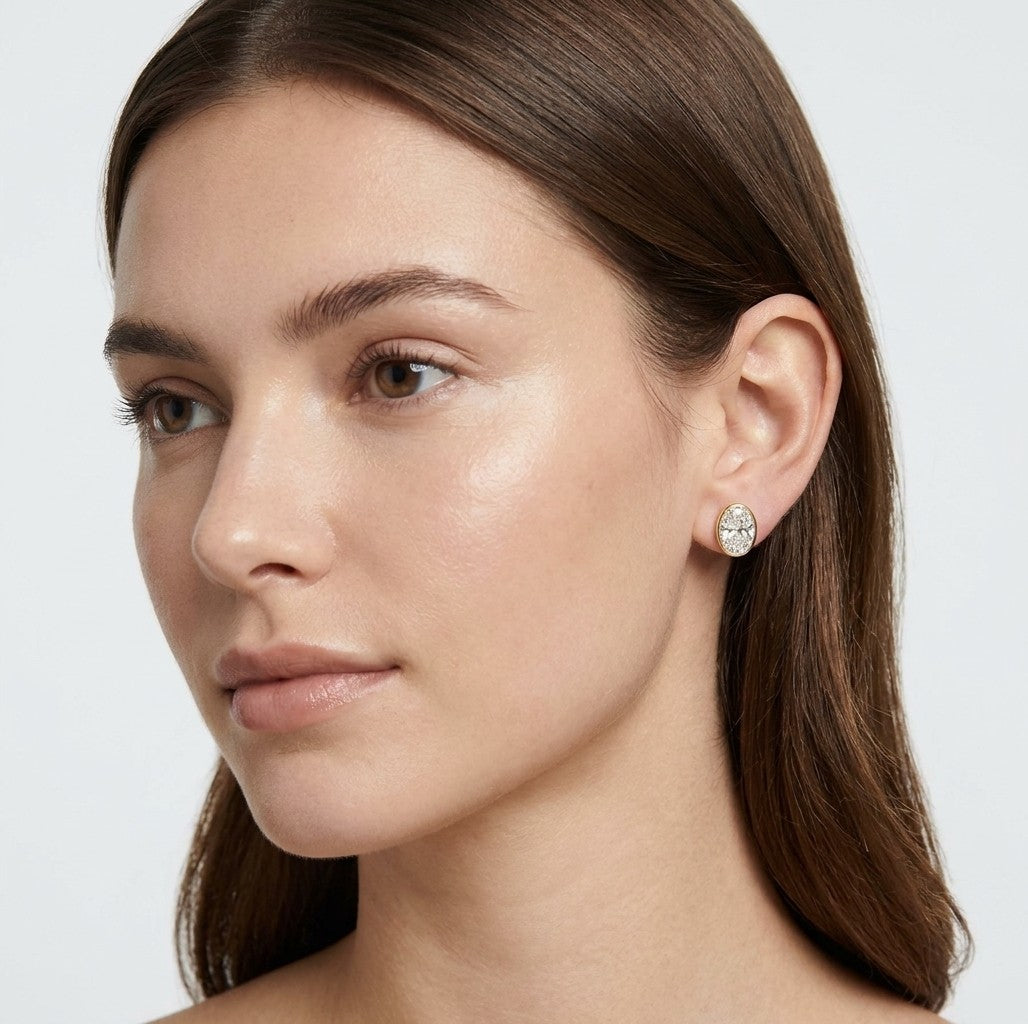 Oval Diamond Bezel set studs