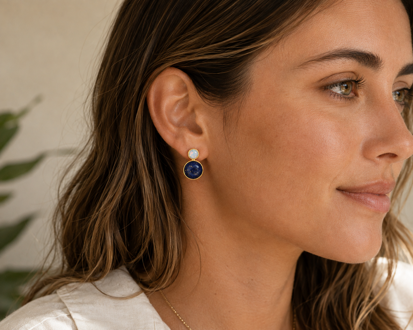 Opal and Lapis Lazuli Stud Earrings