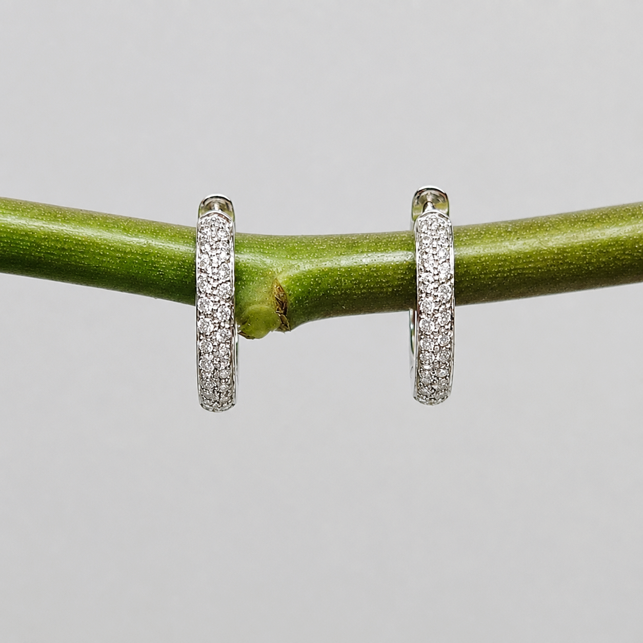 White Gold Pave set Huggie Hoop Earrings
