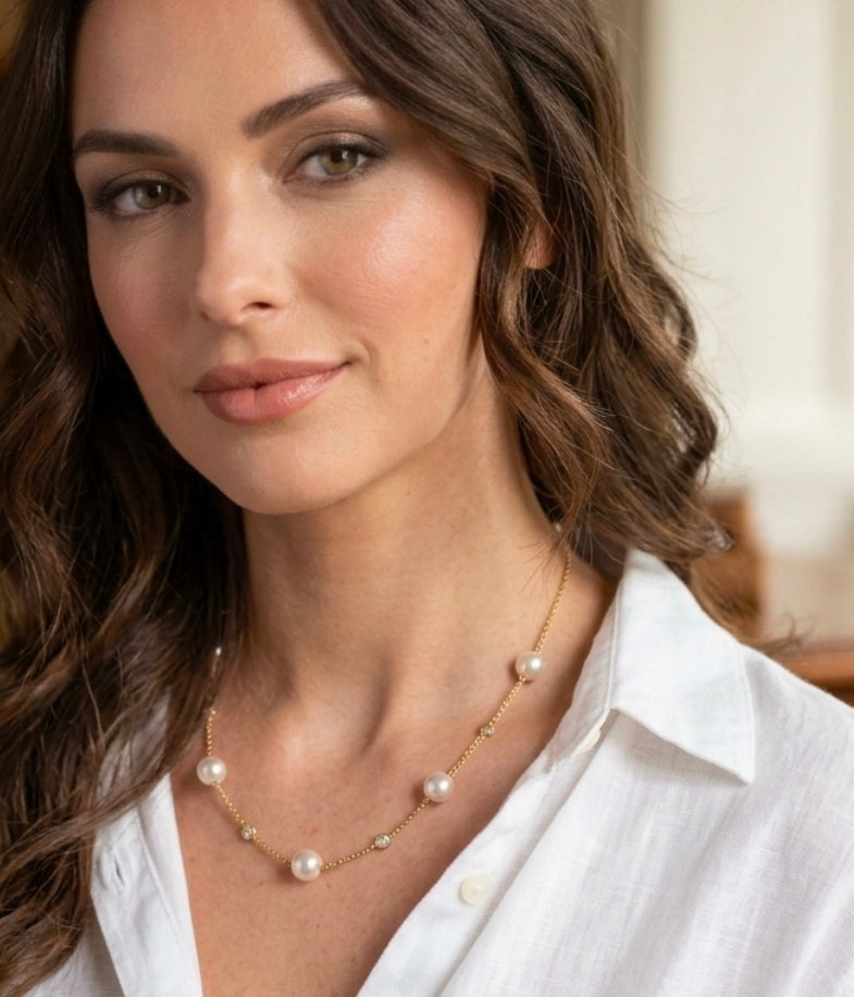 South Sea Pearl and Diamond Necklet