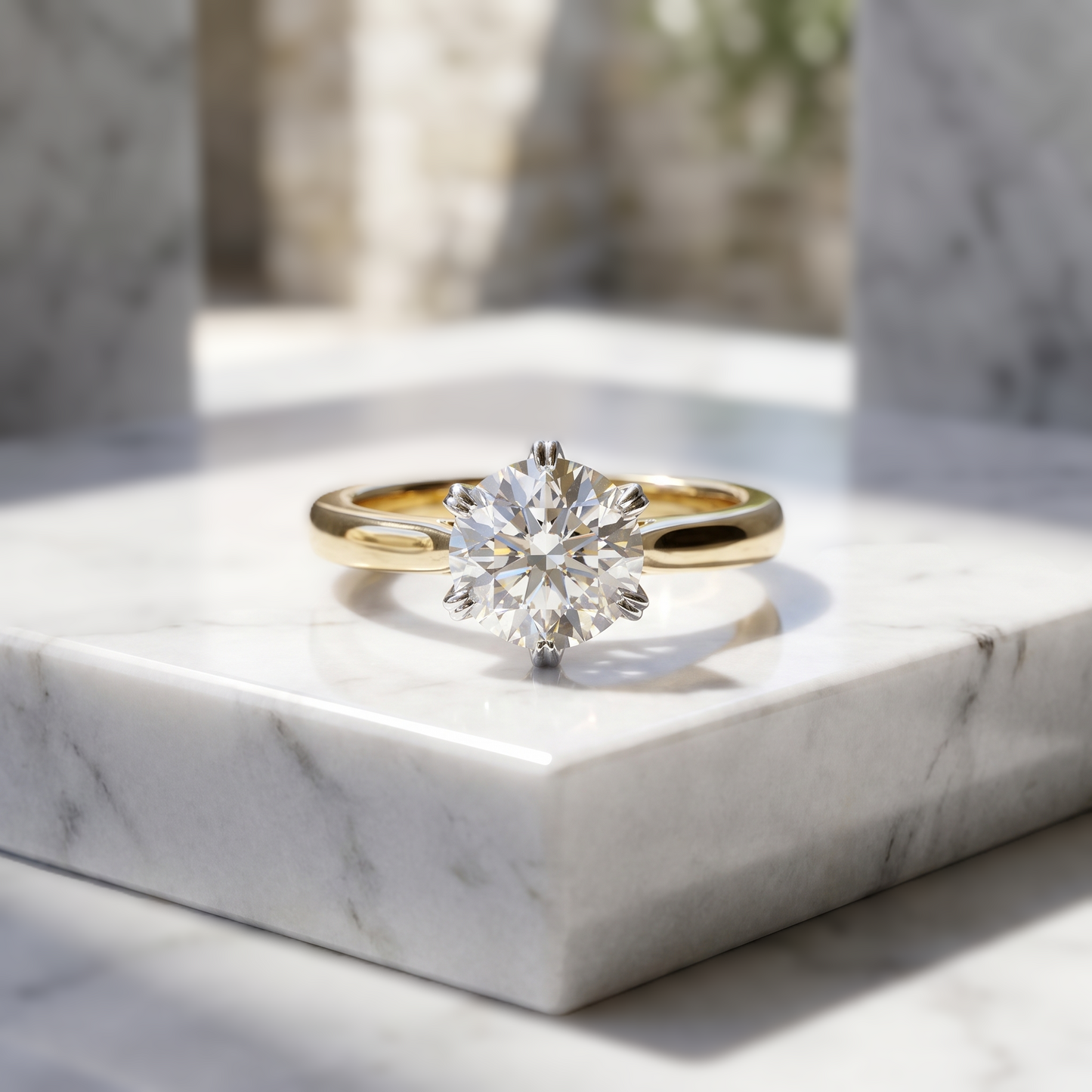 Six Claw Tulip Diamond Engagement Ring