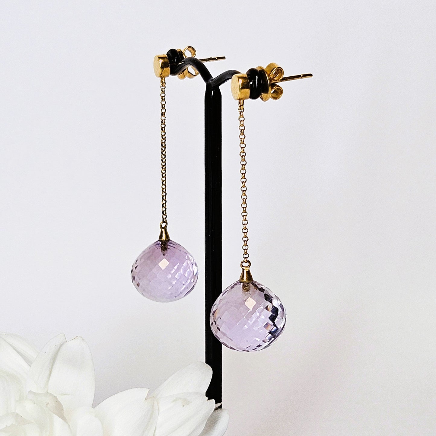 Amethyst chain drop earings