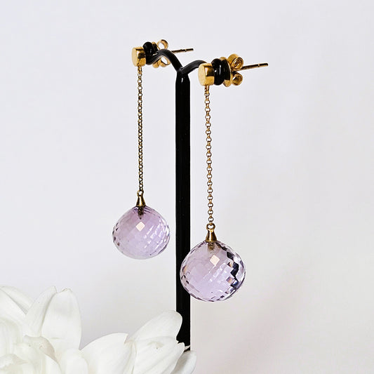 Amethyst chain drop earings