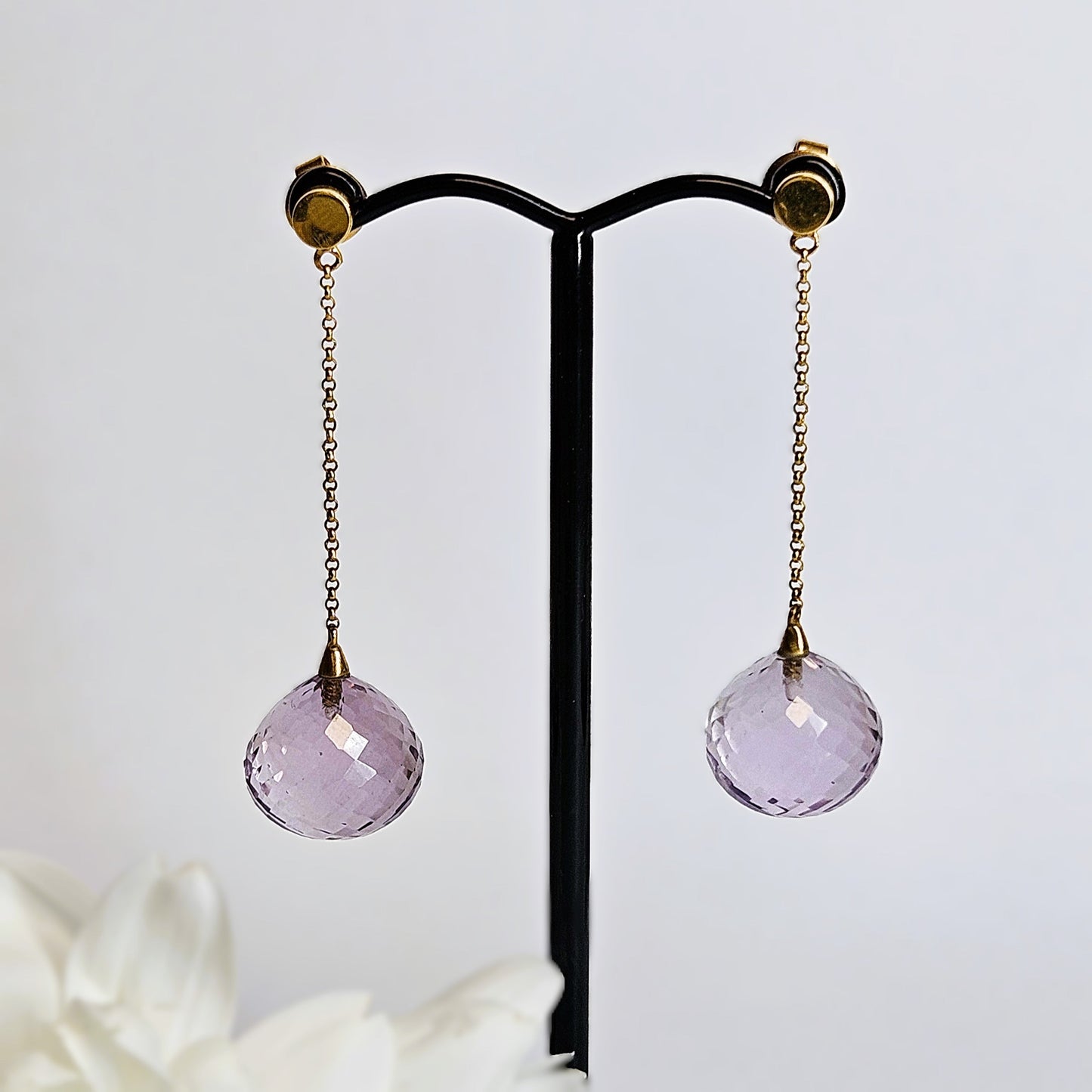 Amethyst chain drop earings