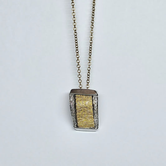 Woven, Diamond set pendant with chain.