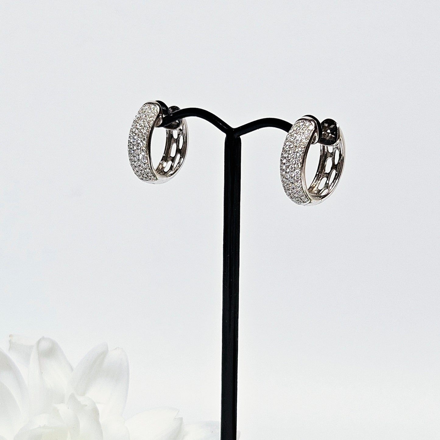 Diamond pave set huggie earings