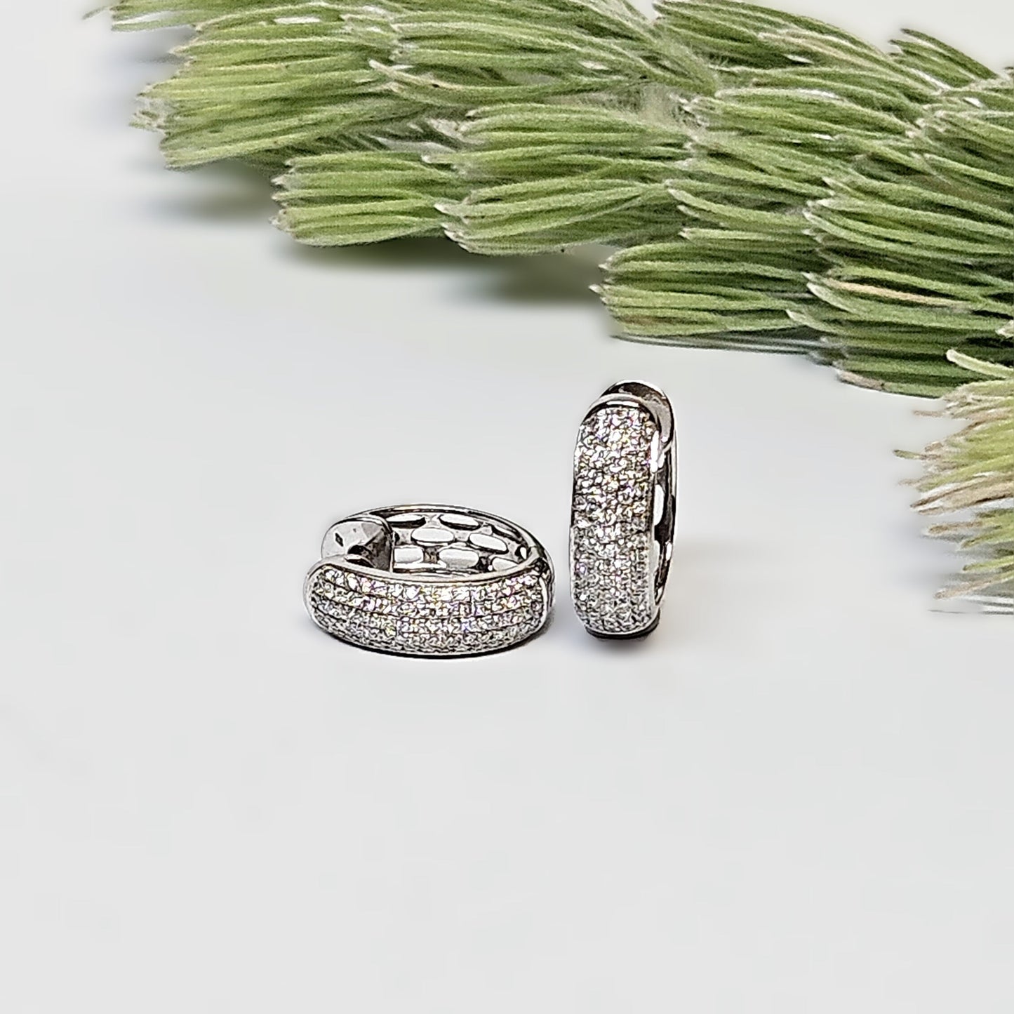 Diamond pave set huggie earings